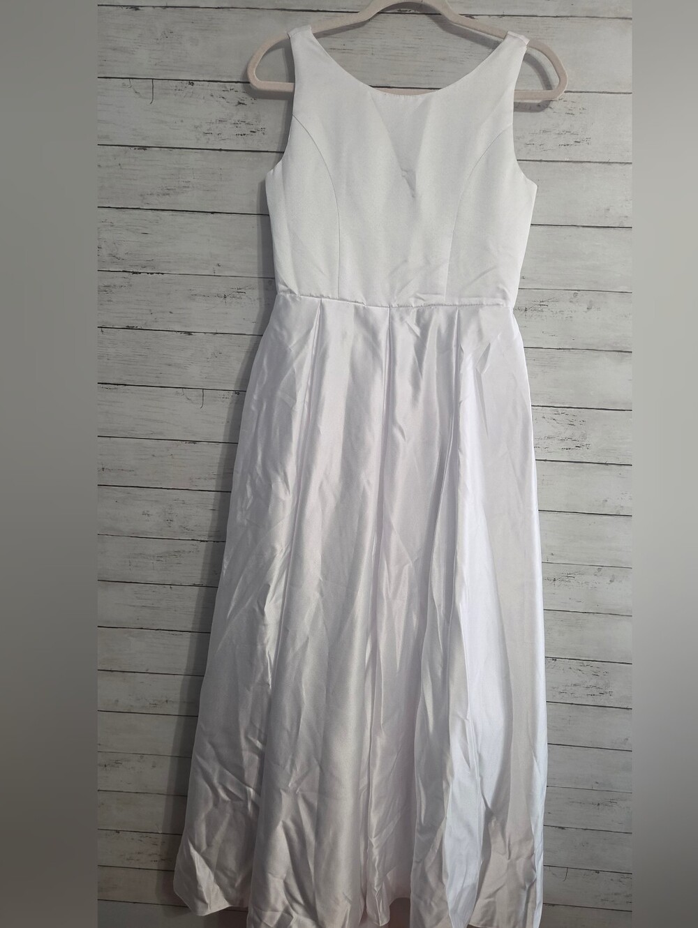 Elegant White Sleeveless A-Line Dress Large Bow On Back SEE MEASUREMENTS I